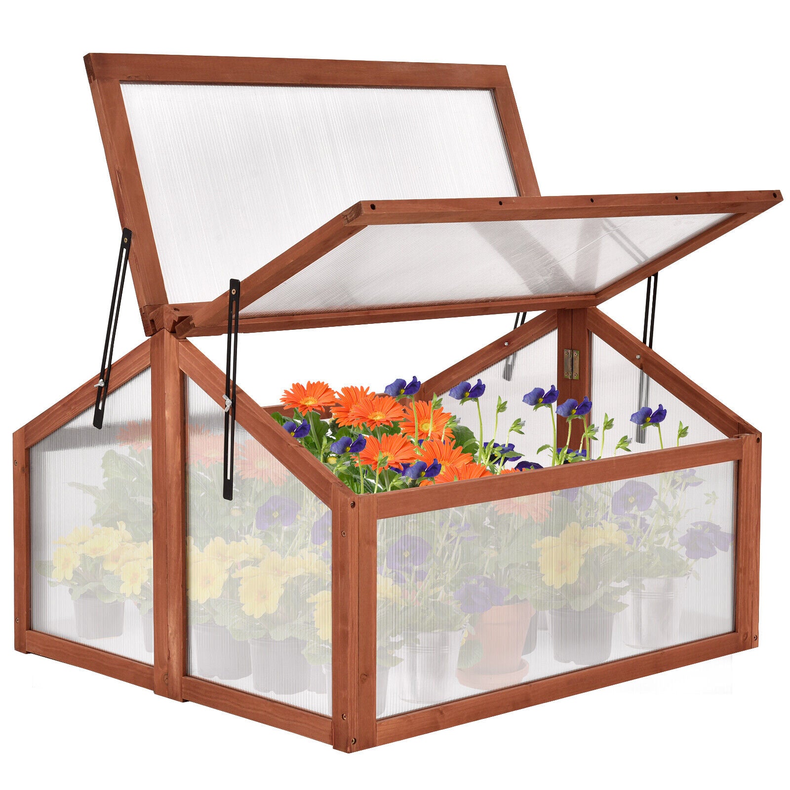 Wooden Cold Frame Portable Garden Greenhouse Plants Flowers Bed