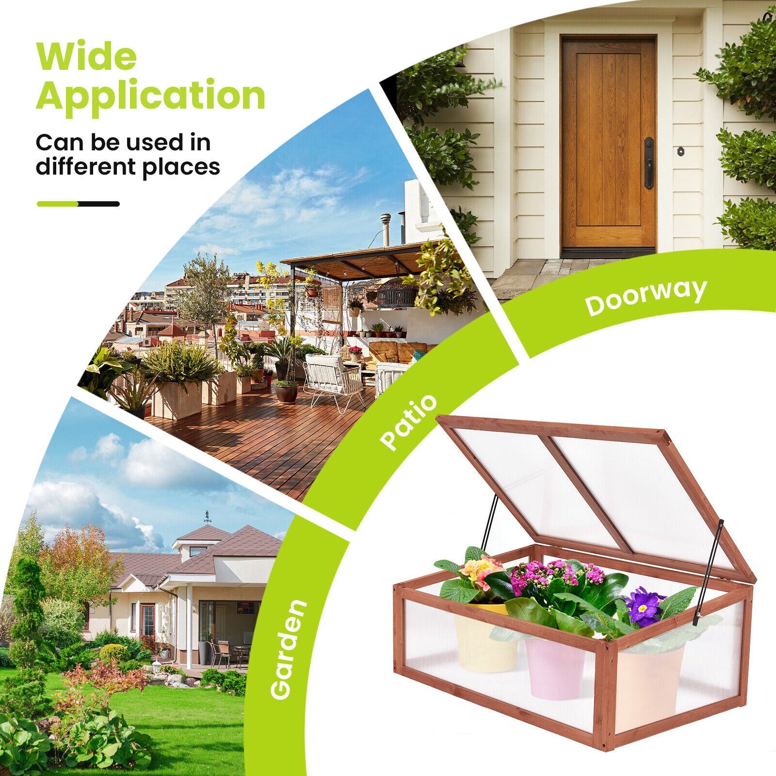 Mini Wooden Cold Frame Portable Garden Greenhouse Plants Flowers Bed
