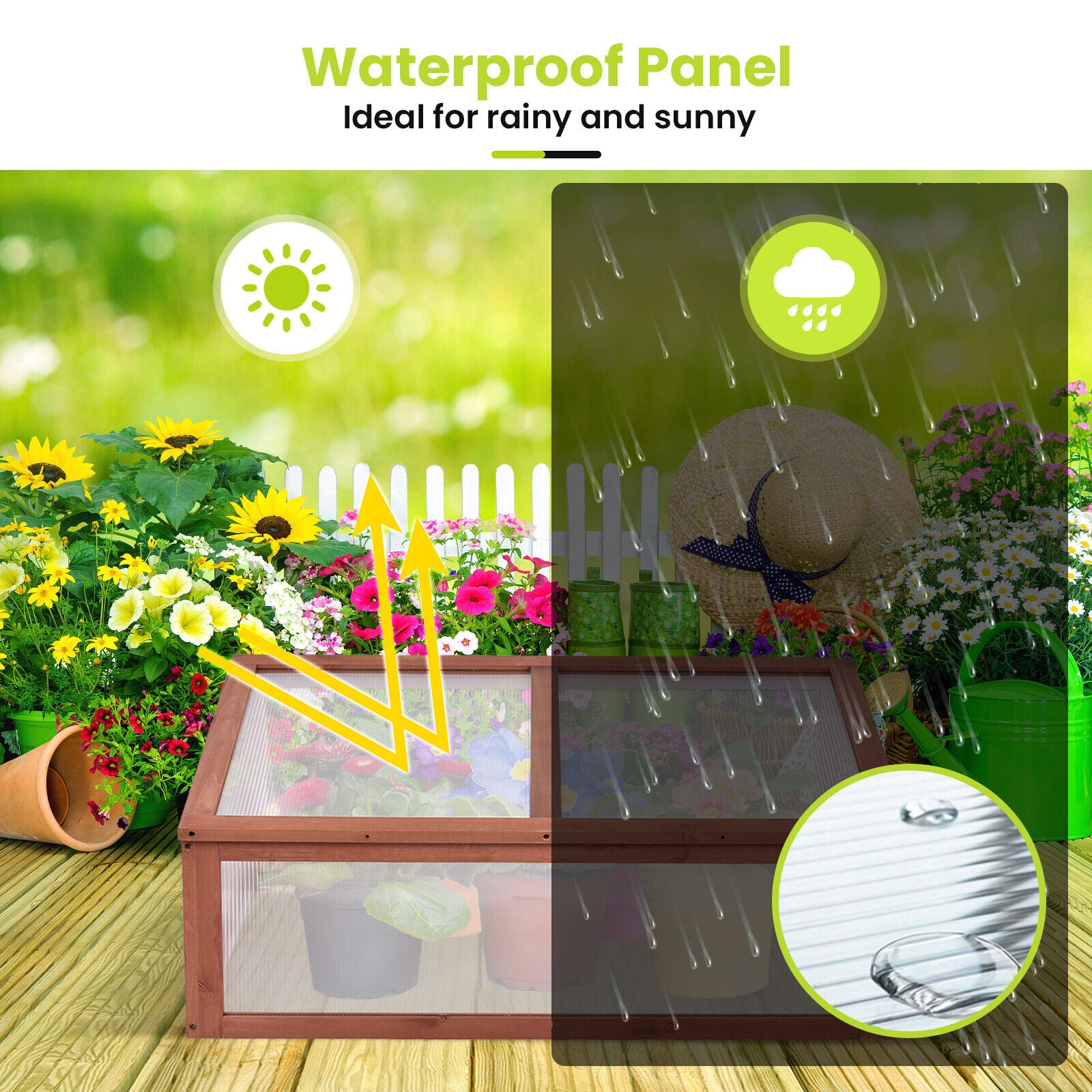Mini Wooden Cold Frame Portable Garden Greenhouse Plants Flowers Bed
