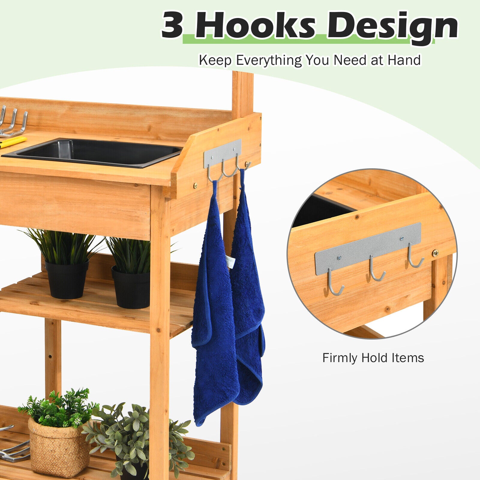 AU PREMIUM Garden Potting Table Bench Wood Storage Shelf Workstation