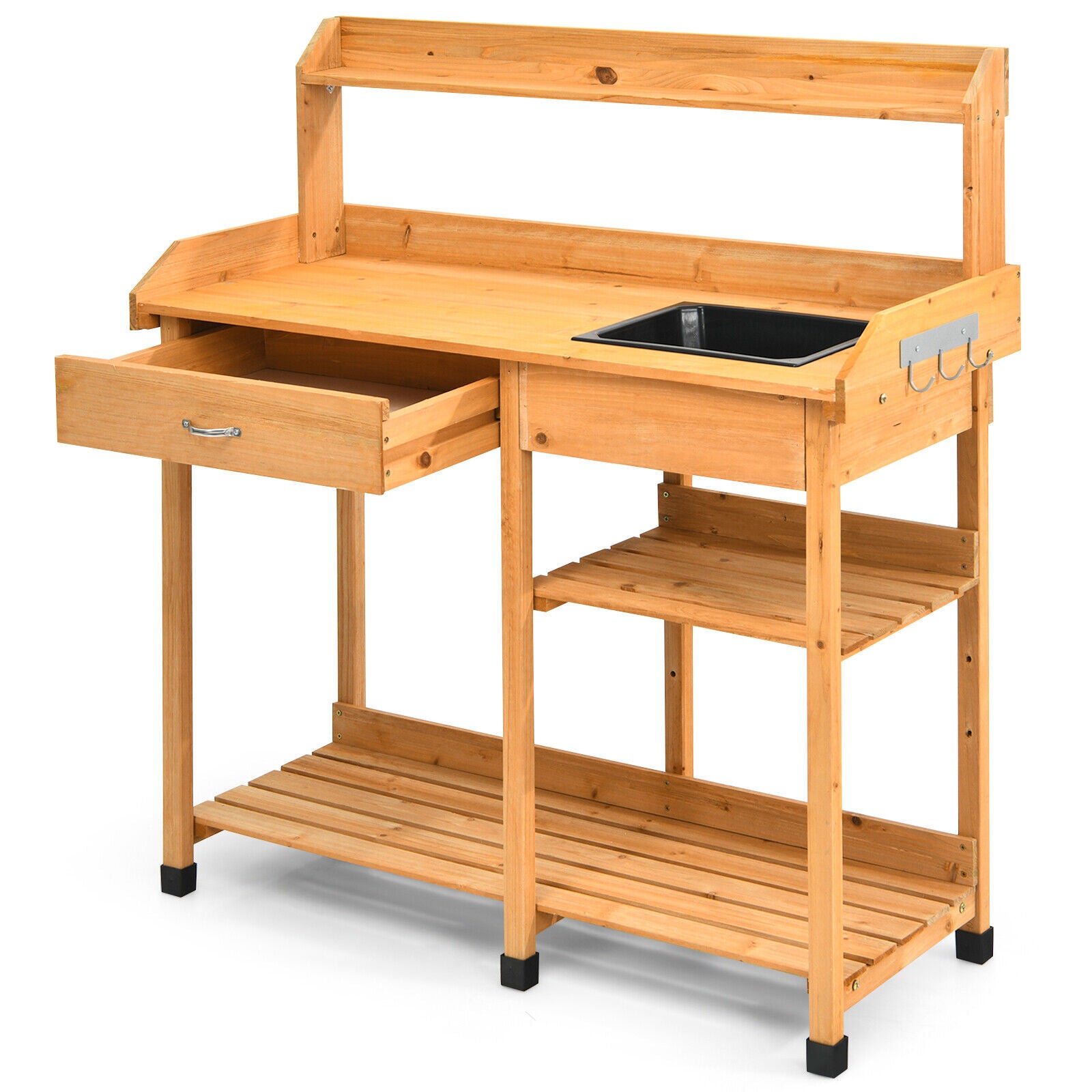 AU PREMIUM Garden Potting Table Bench Wood Storage Shelf Workstation