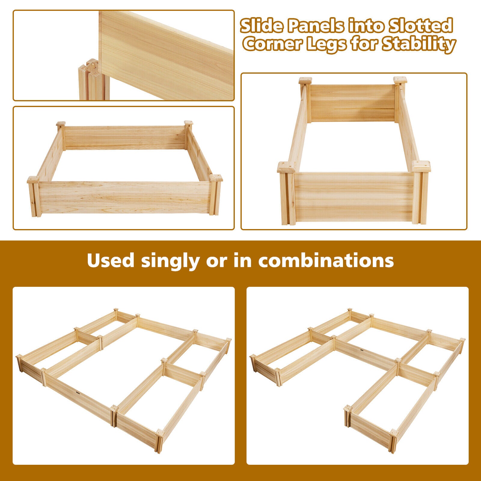 AU Raised Wooden Garden Bed Garden Box Planter Container U-Shape