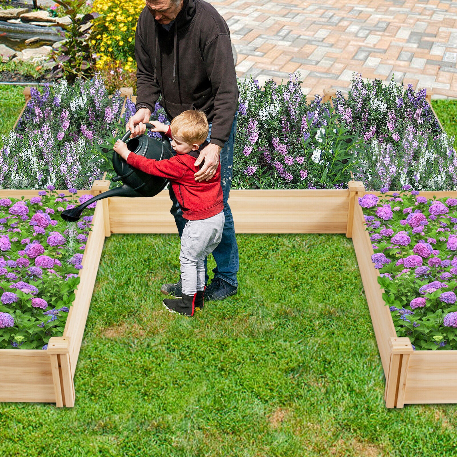 AU Raised Wooden Garden Bed Garden Box Planter Container U-Shape