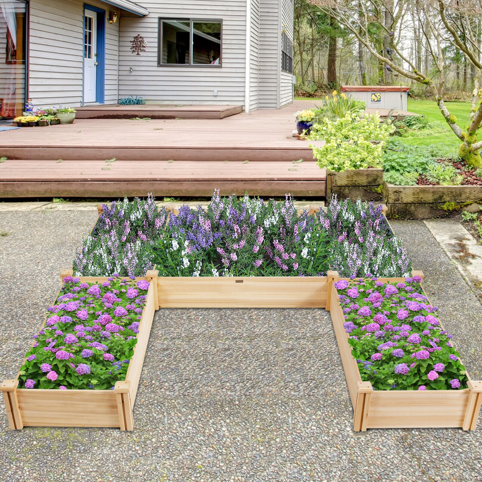 AU Raised Wooden Garden Bed Garden Box Planter Container U-Shape
