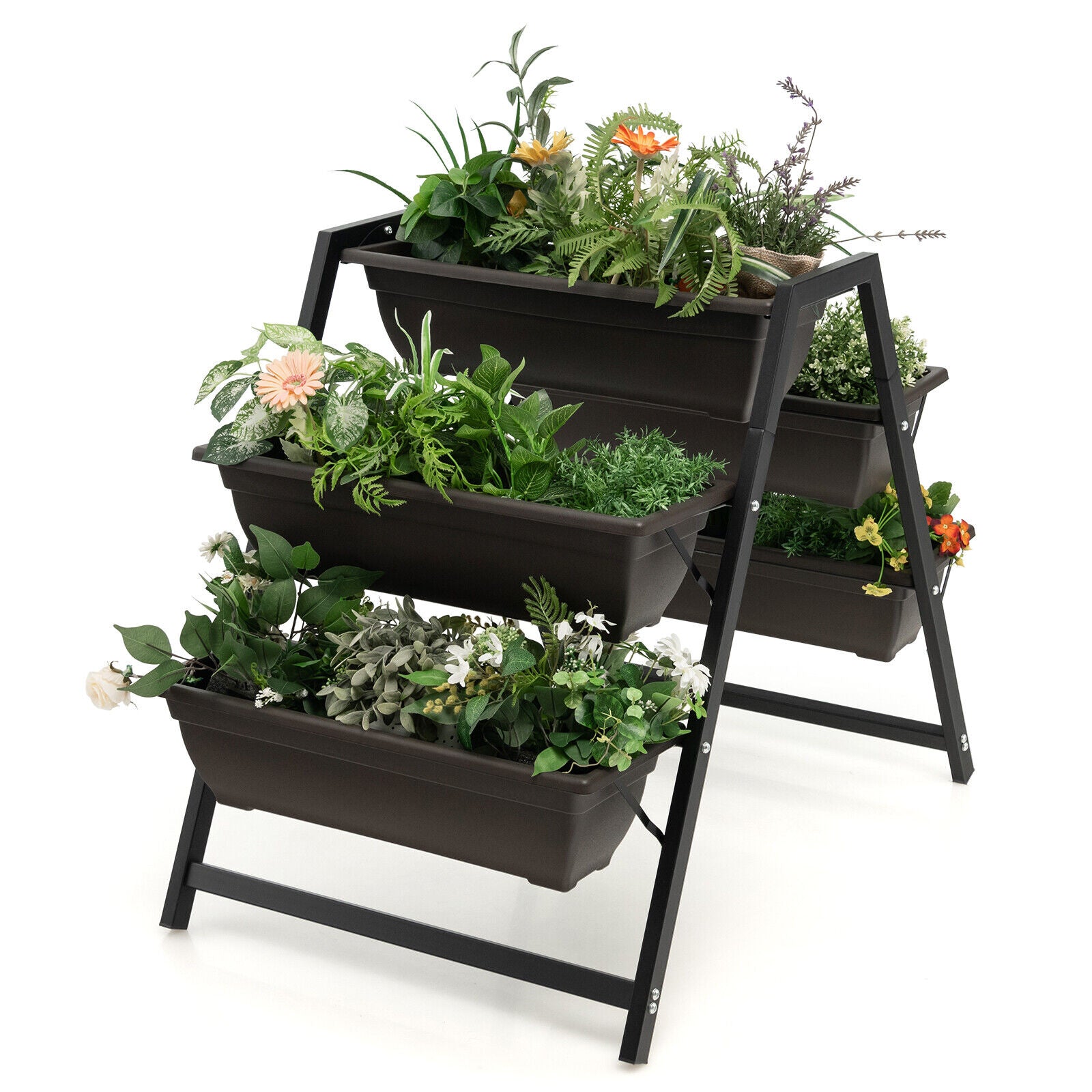 3-Tier Vertical Planter with 5 Plant Boxes Raised Garden Bed