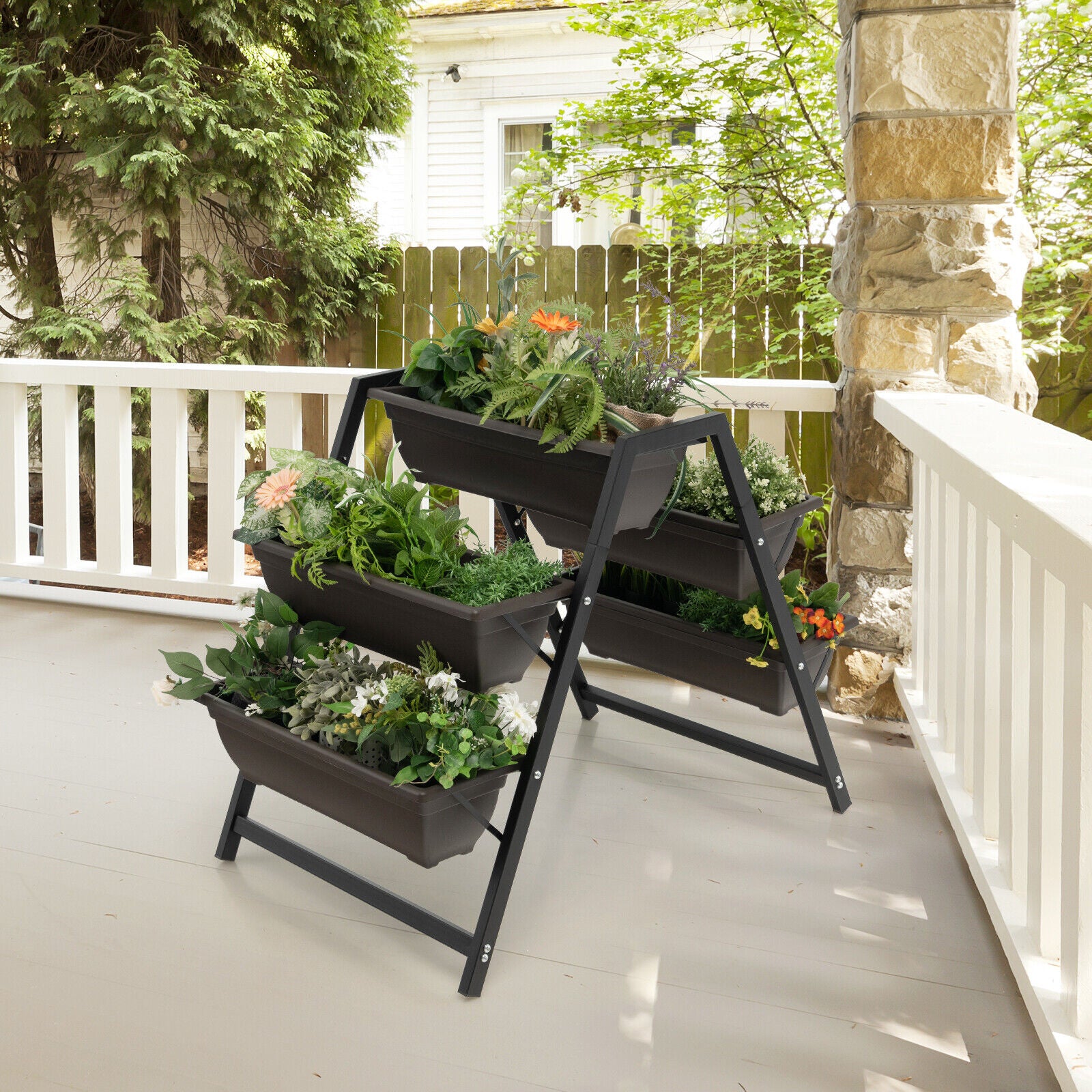 3-Tier Vertical Planter with 5 Plant Boxes Raised Garden Bed