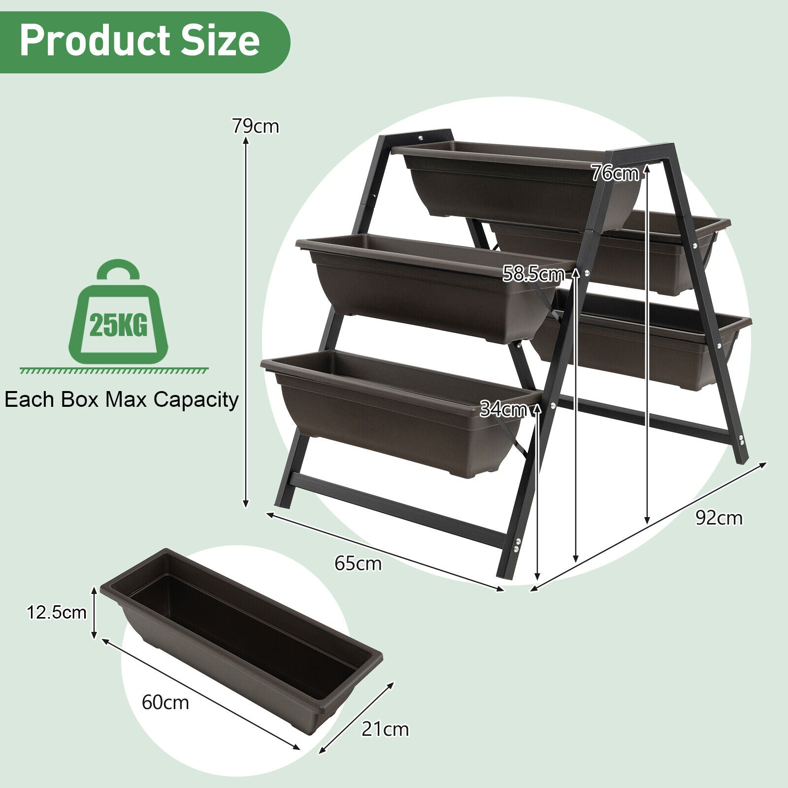 3-Tier Vertical Planter with 5 Plant Boxes Raised Garden Bed