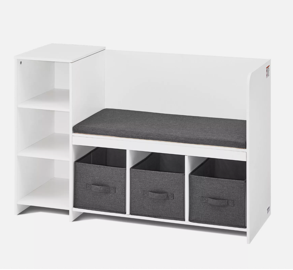 Kids Reading Nook Bench 6-Cubby Storage Bookshelf with Seat Cushion
