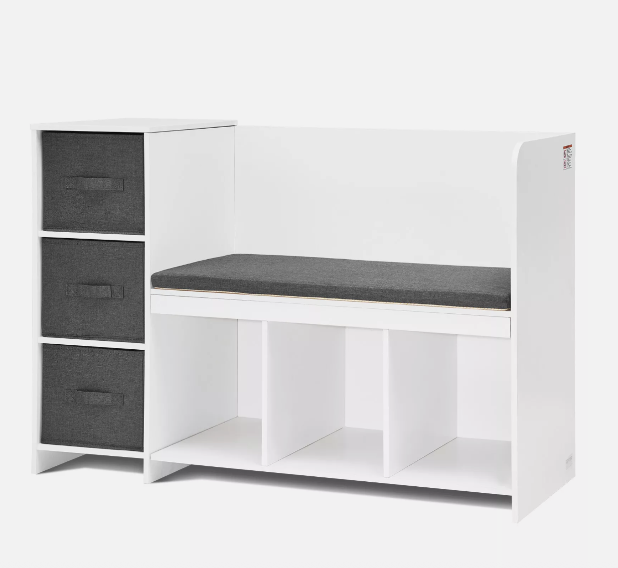Kids Reading Nook Bench 6-Cubby Storage Bookshelf with Seat Cushion