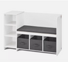 Kids Reading Nook Bench 6-Cubby Storage Bookshelf with Seat Cushion