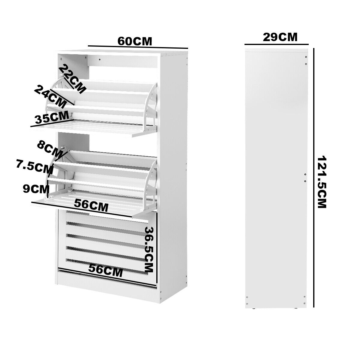 3 Doors 45 Pairs Shoe Rack Shoes Storage Cabinet Organiser Shelf