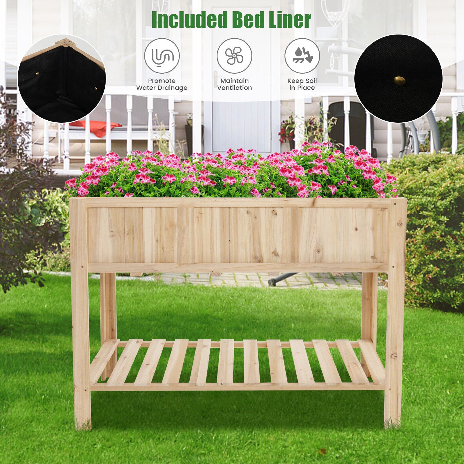 Premium Wooden Raised Garden Bed Elevated Planted Box Shelf Bed AU