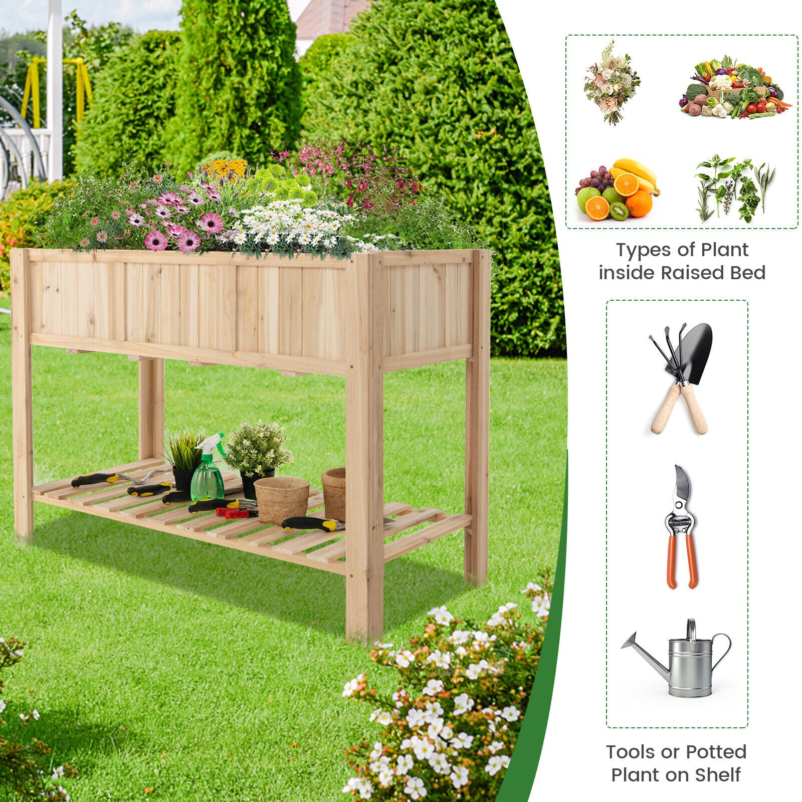 Premium Wooden Raised Garden Bed Elevated Planted Box Shelf Bed AU