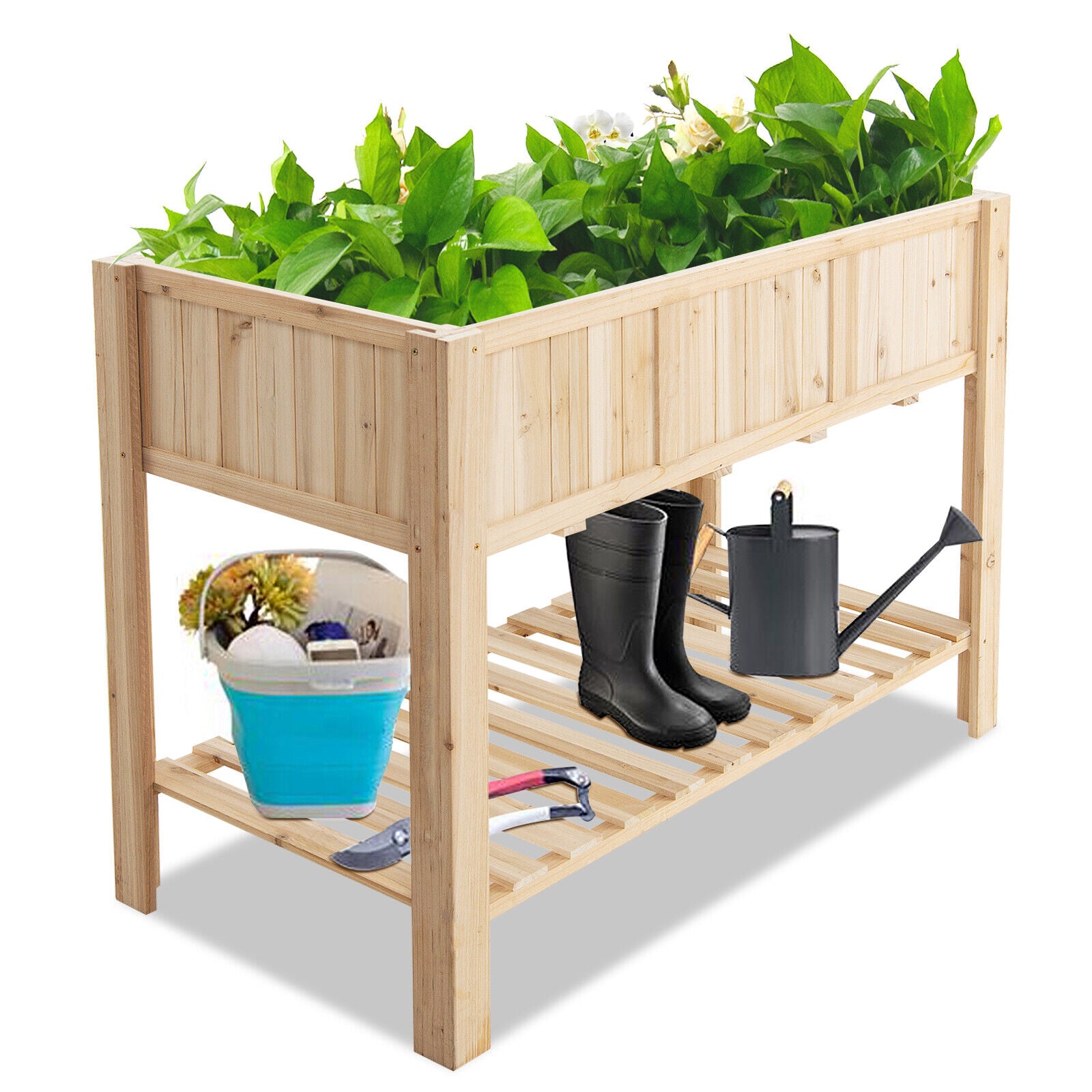 Premium Wooden Raised Garden Bed Elevated Planted Box Shelf Bed AU