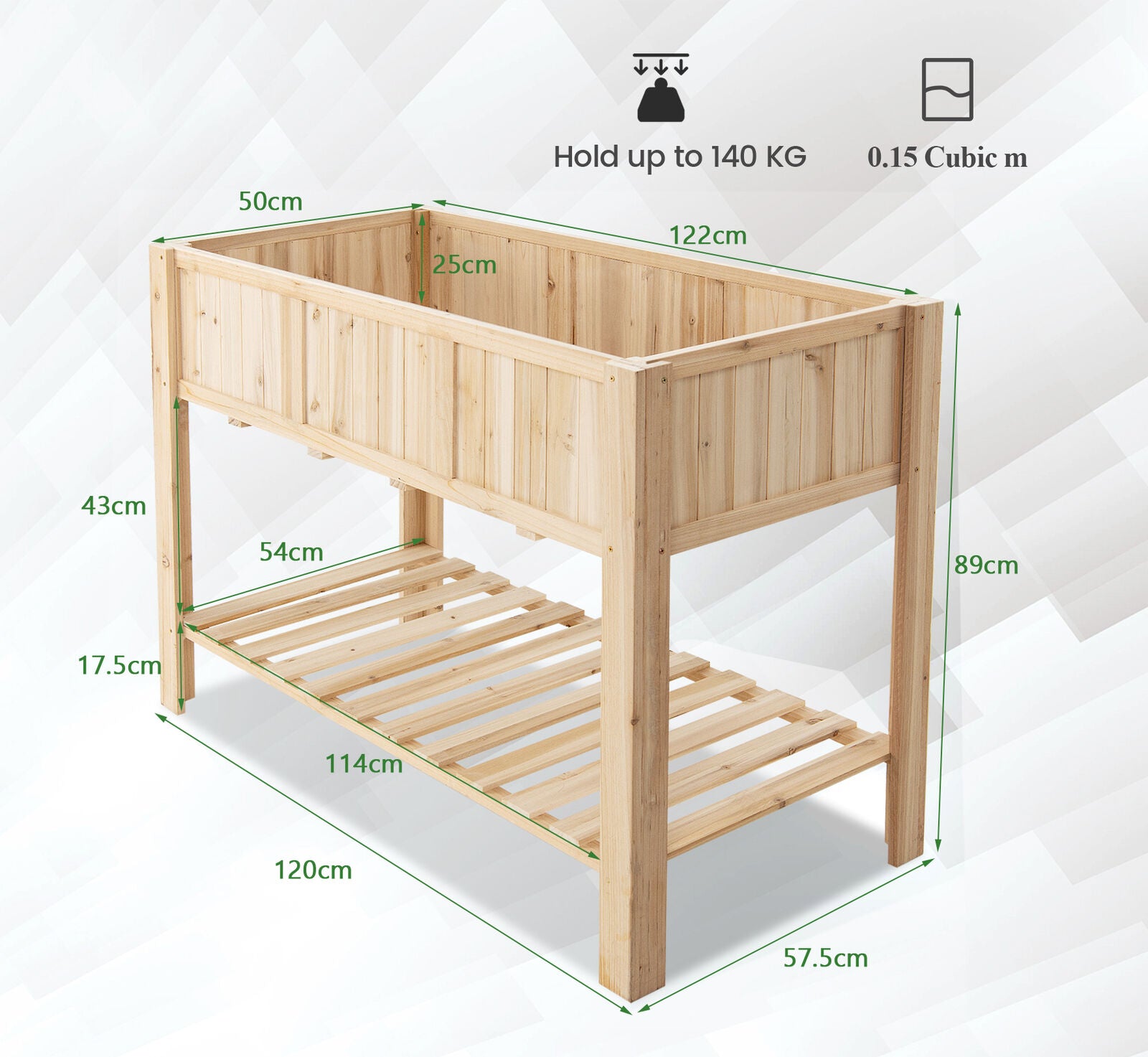 Premium Wooden Raised Garden Bed Elevated Planted Box Shelf Bed AU
