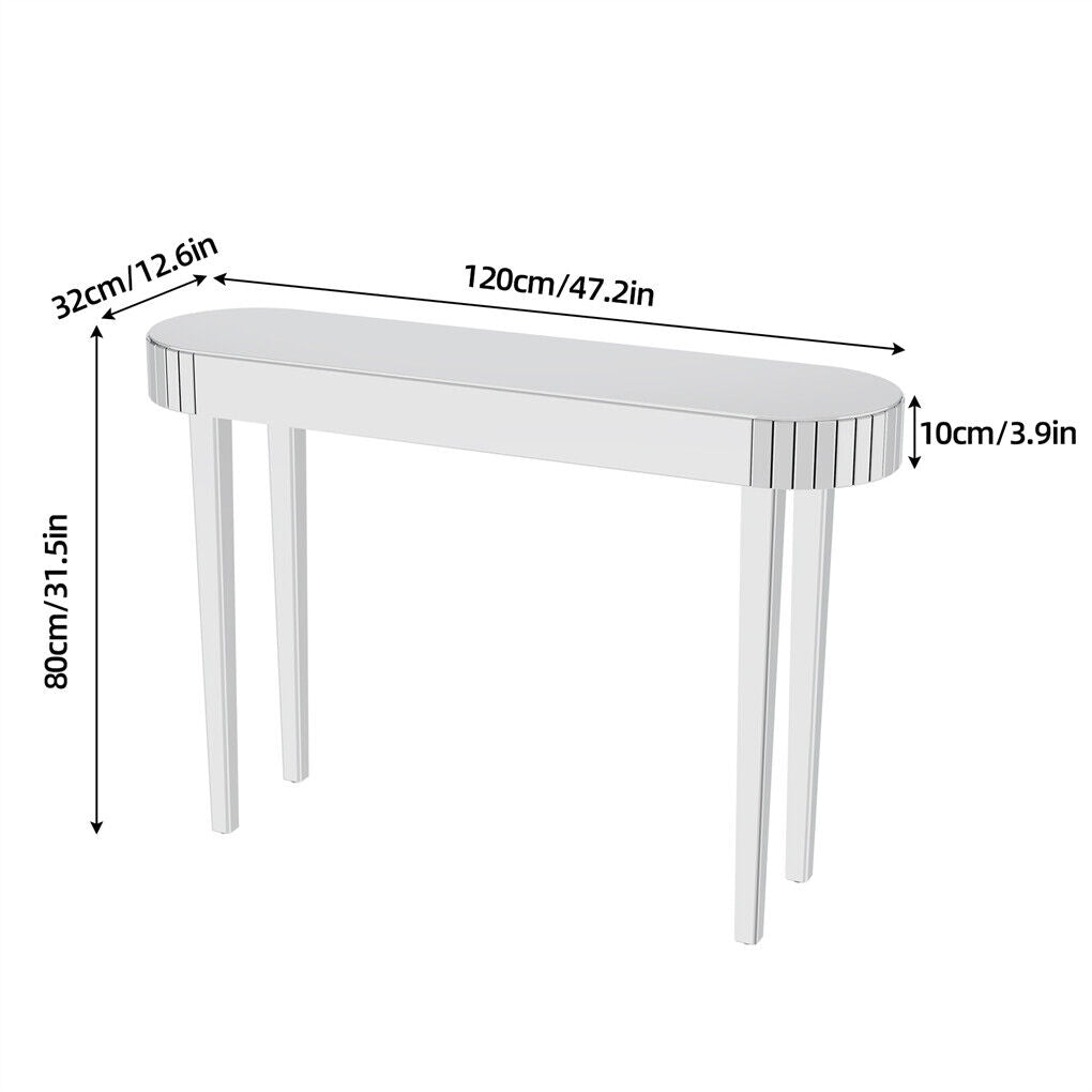 PREMIUM Modern Elliptical Mirrored Console Table Silver Dress Table NEW