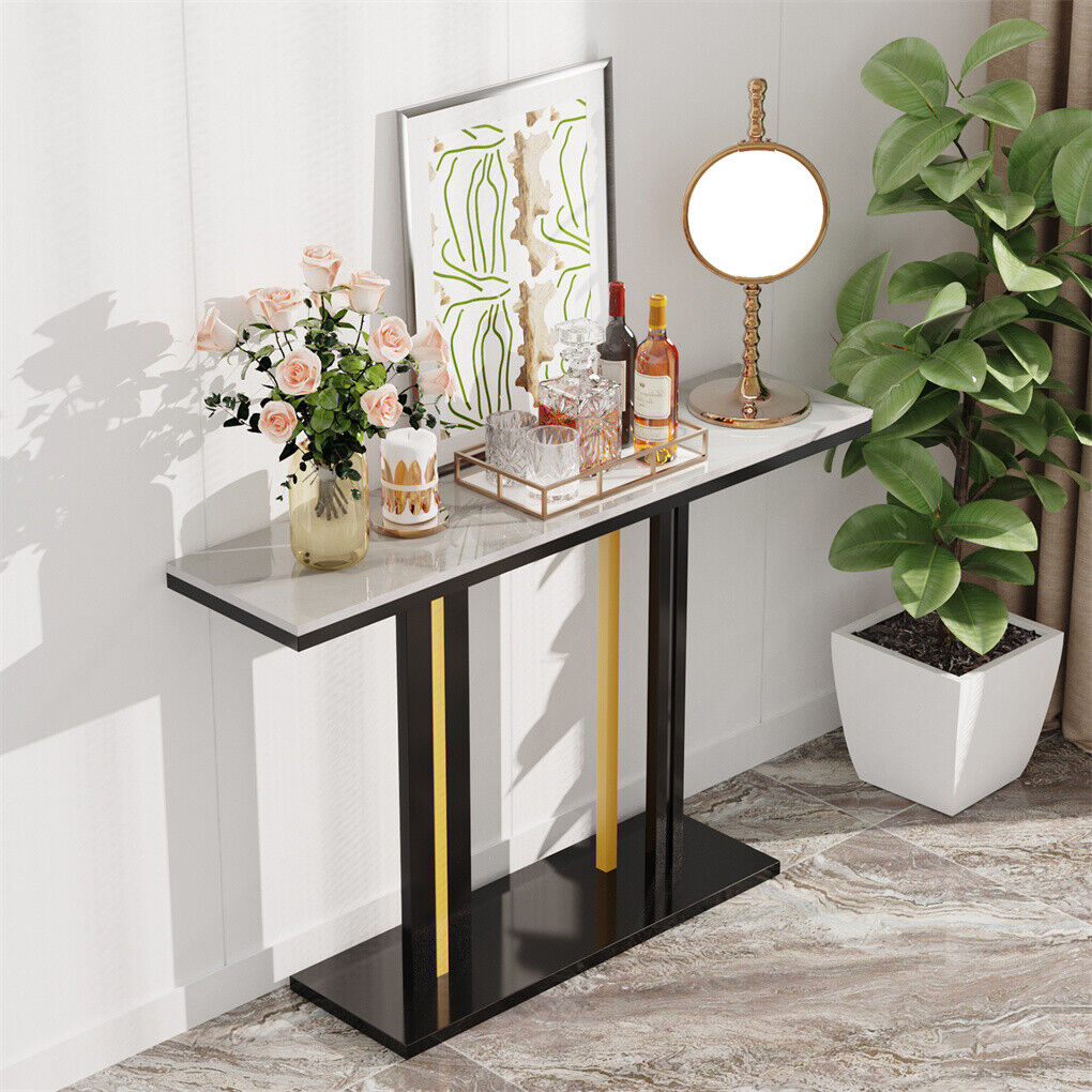 Scratch-proof High Gloss Marble Top Console Accent Table