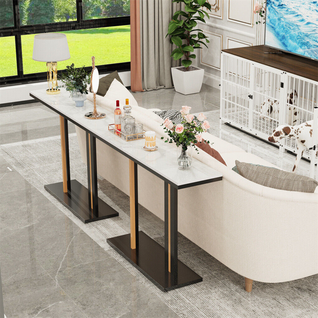 Scratch-proof High Gloss Marble Top Console Accent Table