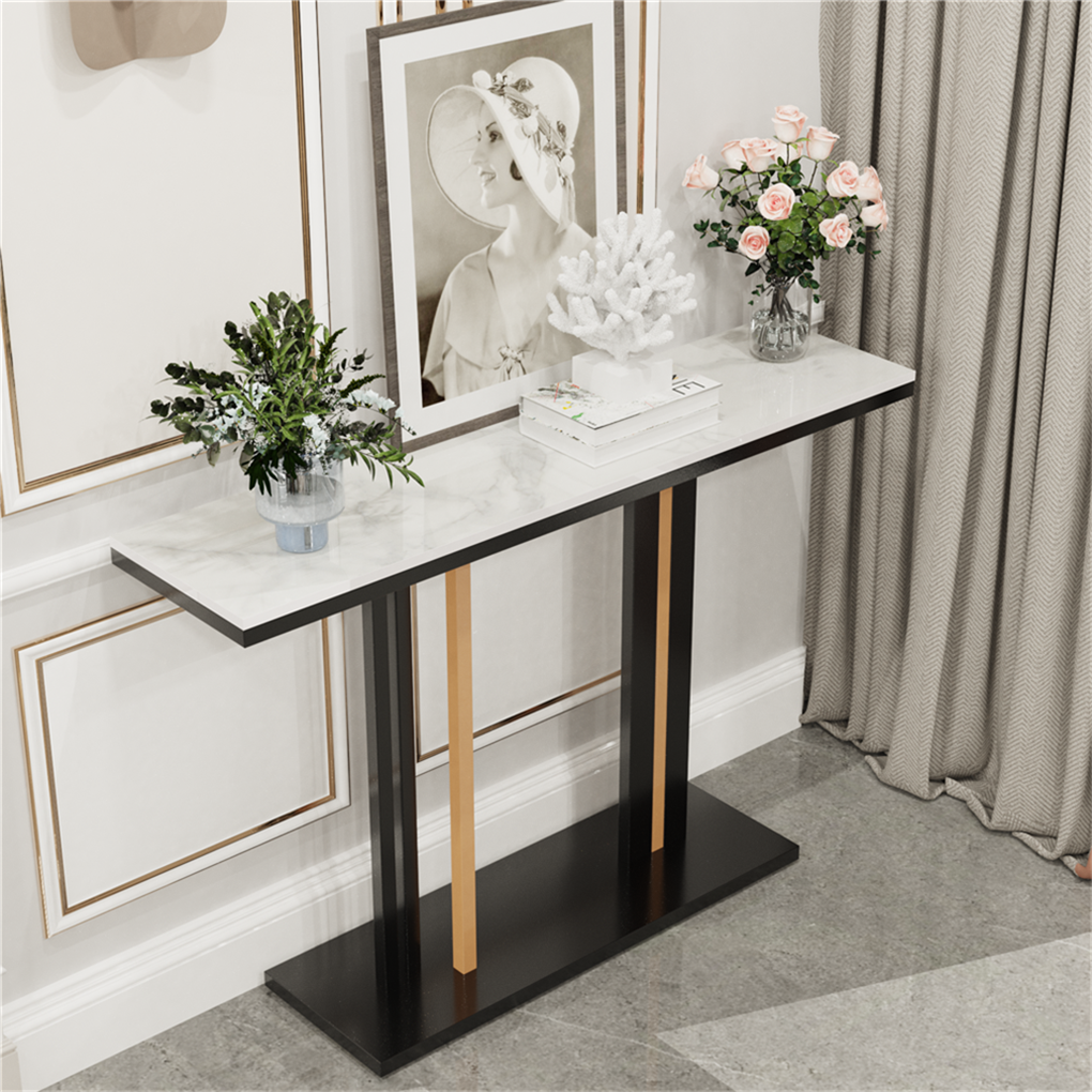 Scratch-proof High Gloss Marble Top Console Accent Table