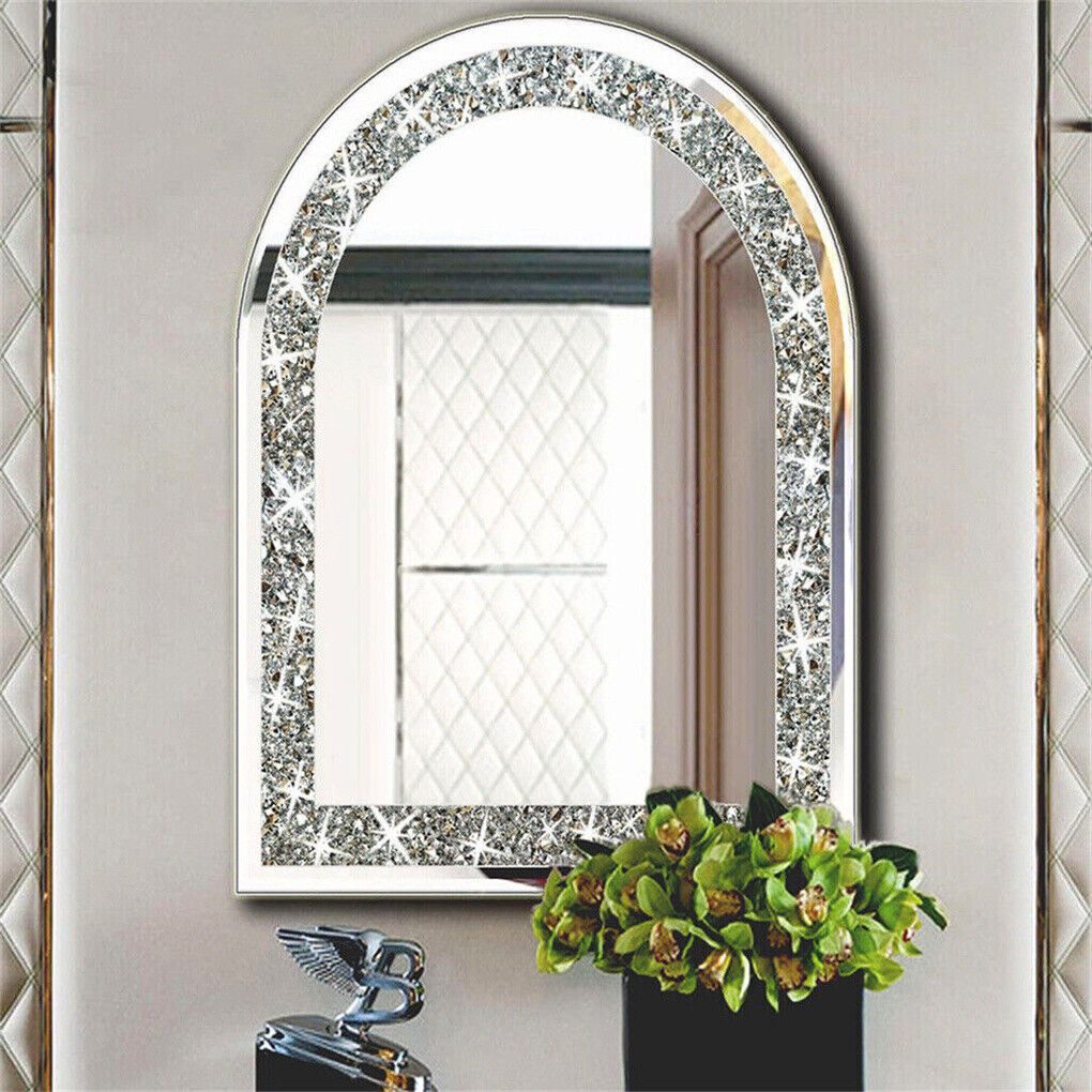 NEW Artistic Arched Decorative Wall Mirrors Crush Diamond Embedded Vanity