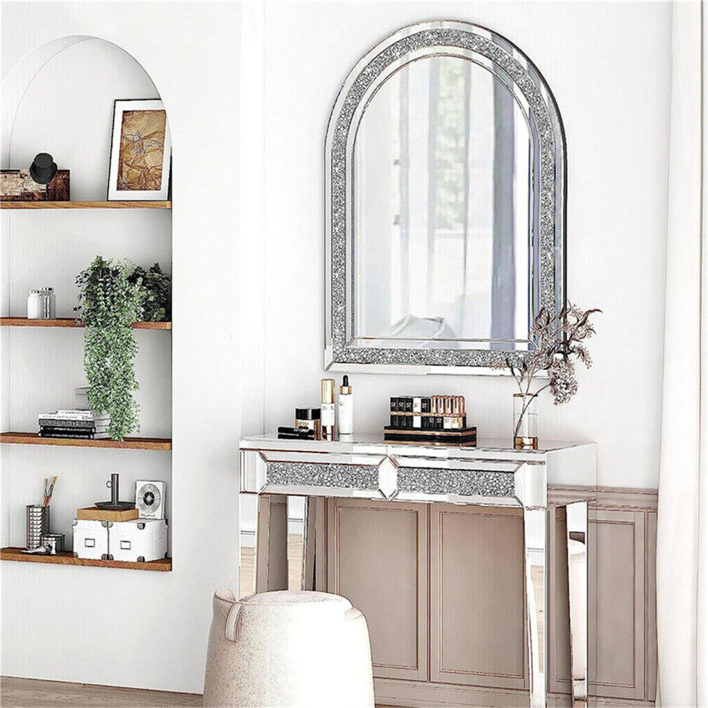 NEW Artistic Arched Decorative Wall Mirrors Crush Diamond Embedded Vanity
