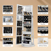 360° Rotating Lockable Mirror Jewelry Cabinet Armoire with Built-in LED Lights NEW