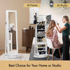 360° Rotating Lockable Mirror Jewelry Cabinet Armoire with Built-in LED Lights NEW