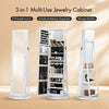 360° Rotating Lockable Mirror Jewelry Cabinet Armoire with Built-in LED Lights NEW