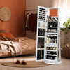 360° Rotating Lockable Mirror Jewelry Cabinet Armoire with Built-in LED Lights NEW