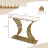 Modern Console Gold Entryway Table with White Faux Marble Tabletop 100CM