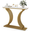Modern Console Gold Entryway Table with White Faux Marble Tabletop 100CM