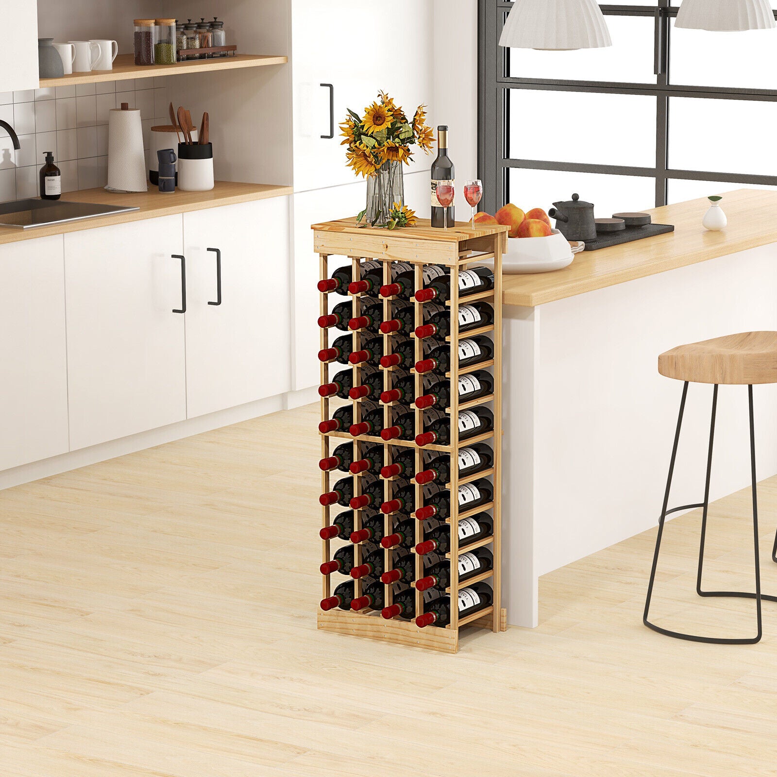 10-tierSolid Wood 40 Bottles Modular Wine Rack Wine Bottle Holder ...
