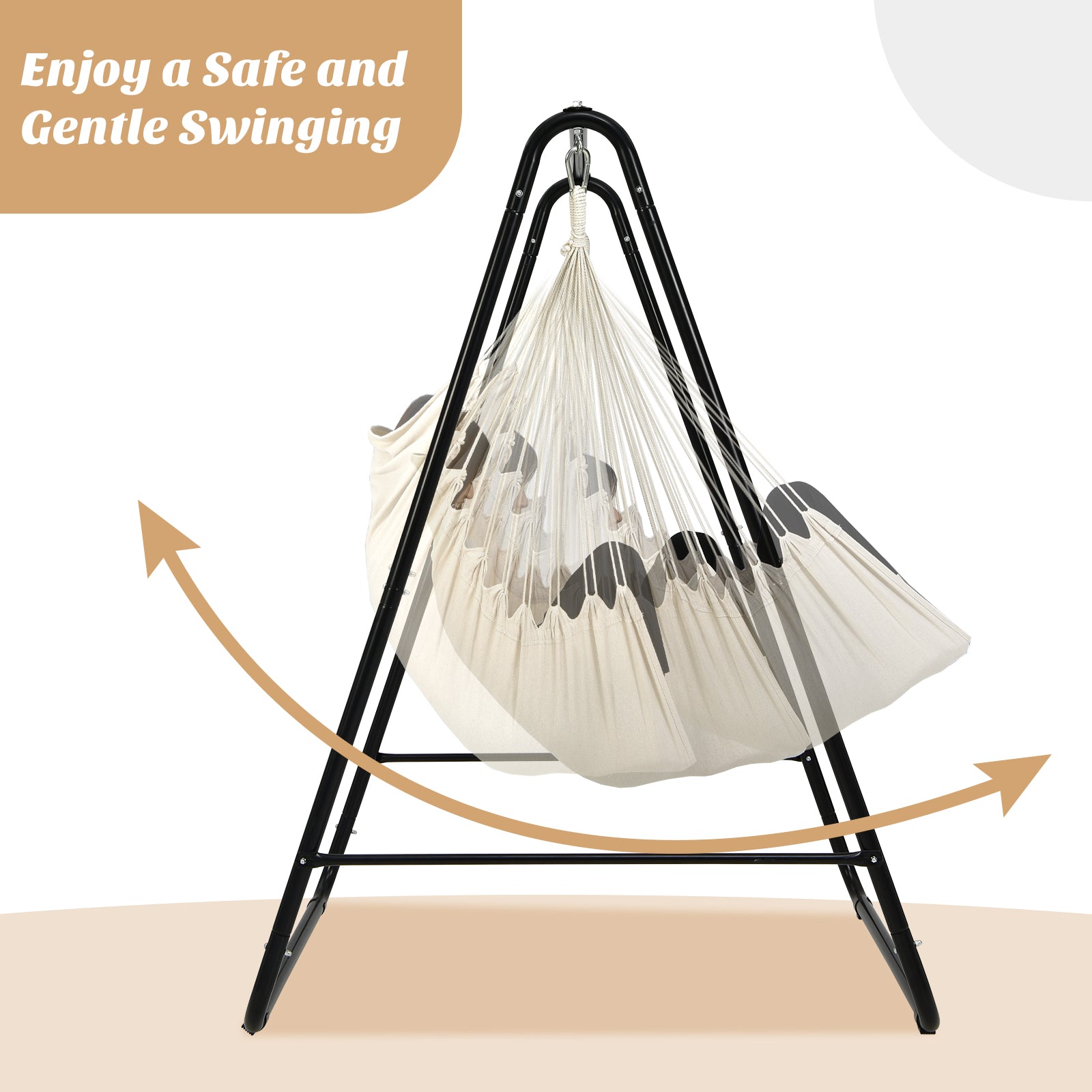 Heavy Duty Steel Hammock Chair Stand Hanging Padded Swing Chair