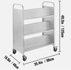 Premium Double Sided 200 lbs Book Cart Library Cart W-Shaped Sloped Shelves AU