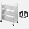 Premium Double Sided 200 lbs Book Cart Library Cart W-Shaped Sloped Shelves AU