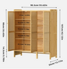 5-Tier Bamboo Shoe Cabinet Shoes Rack Organizer with 3 Rattan Doors Hallway