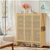 5-Tier Bamboo Shoe Cabinet Shoes Rack Organizer with 3 Rattan Doors Hallway