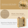 5-Tier Bamboo Shoe Cabinet Shoes Rack Organizer with 3 Rattan Doors Hallway