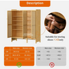 5-Tier Bamboo Shoe Cabinet Shoes Rack Organizer with 3 Rattan Doors Hallway