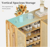 5-Tier Bamboo Shoe Cabinet Shoes Rack Organizer with 3 Rattan Doors Hallway