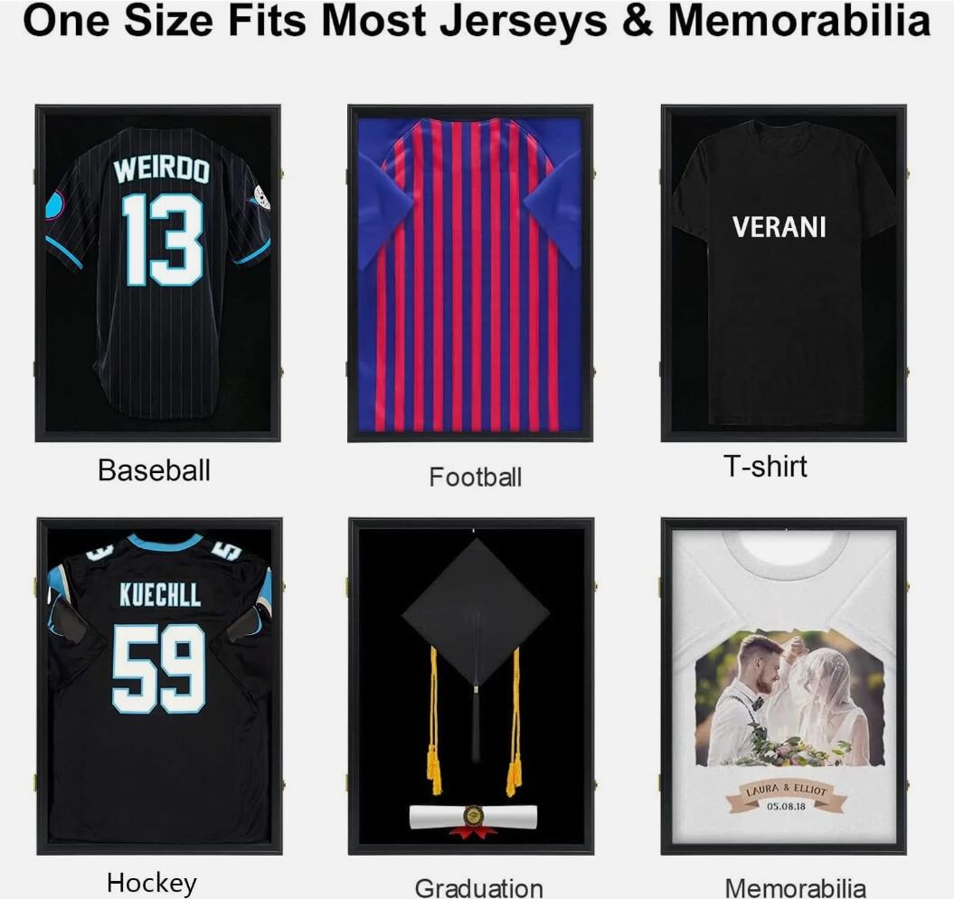 Premium Wood Jersey Display Frame Case Strong MDF Shatterproof Acrylic Glass NEW