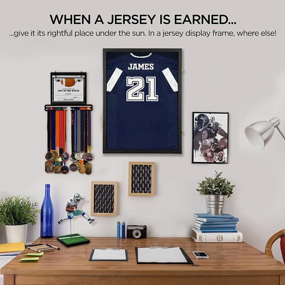 Premium Wood Jersey Display Frame Case Strong MDF Shatterproof Acrylic Glass NEW
