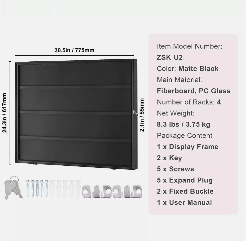 775 x 617 x 55 mm Graded Sports Card Display Wood Case With Clear UV Protection