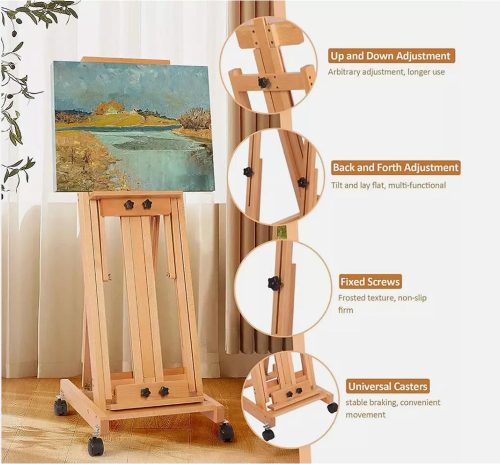 Heavy-Duty Large Wood Studio Artist Easel H-Frame Easel Painting Art Easel Stand