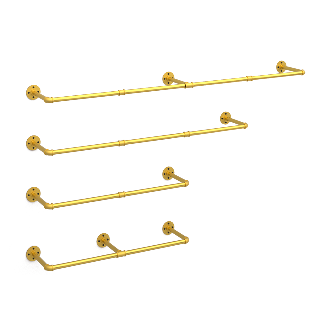 Heavy Duty Wall Mounted Clothes Rack Hanging Garment Rack Gold