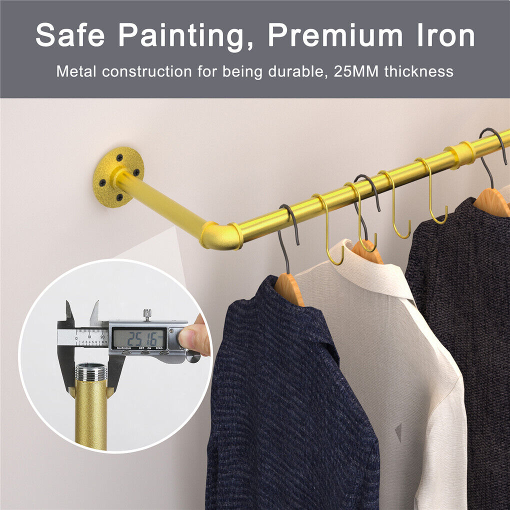 Heavy Duty Wall Mounted Clothes Rack Hanging Garment Rack Gold – Smart Home