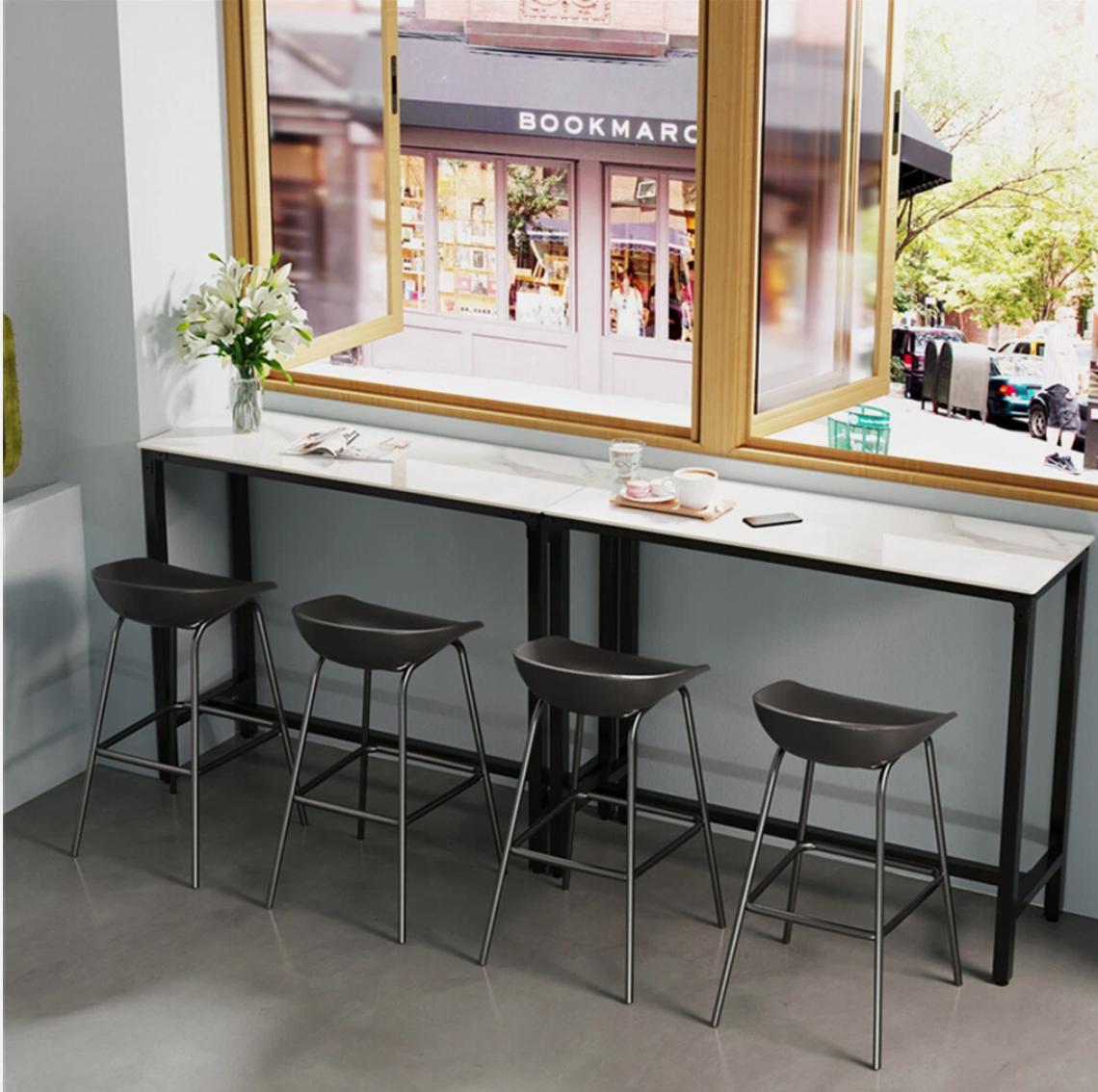 120cm Kitchen Bar Table Strong Marble Breakfast Dining Table Console Table