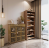 4 Tier Bamboo Shoe Storage Cabinet Shoes Rack Organiser with Top Storage Shelf