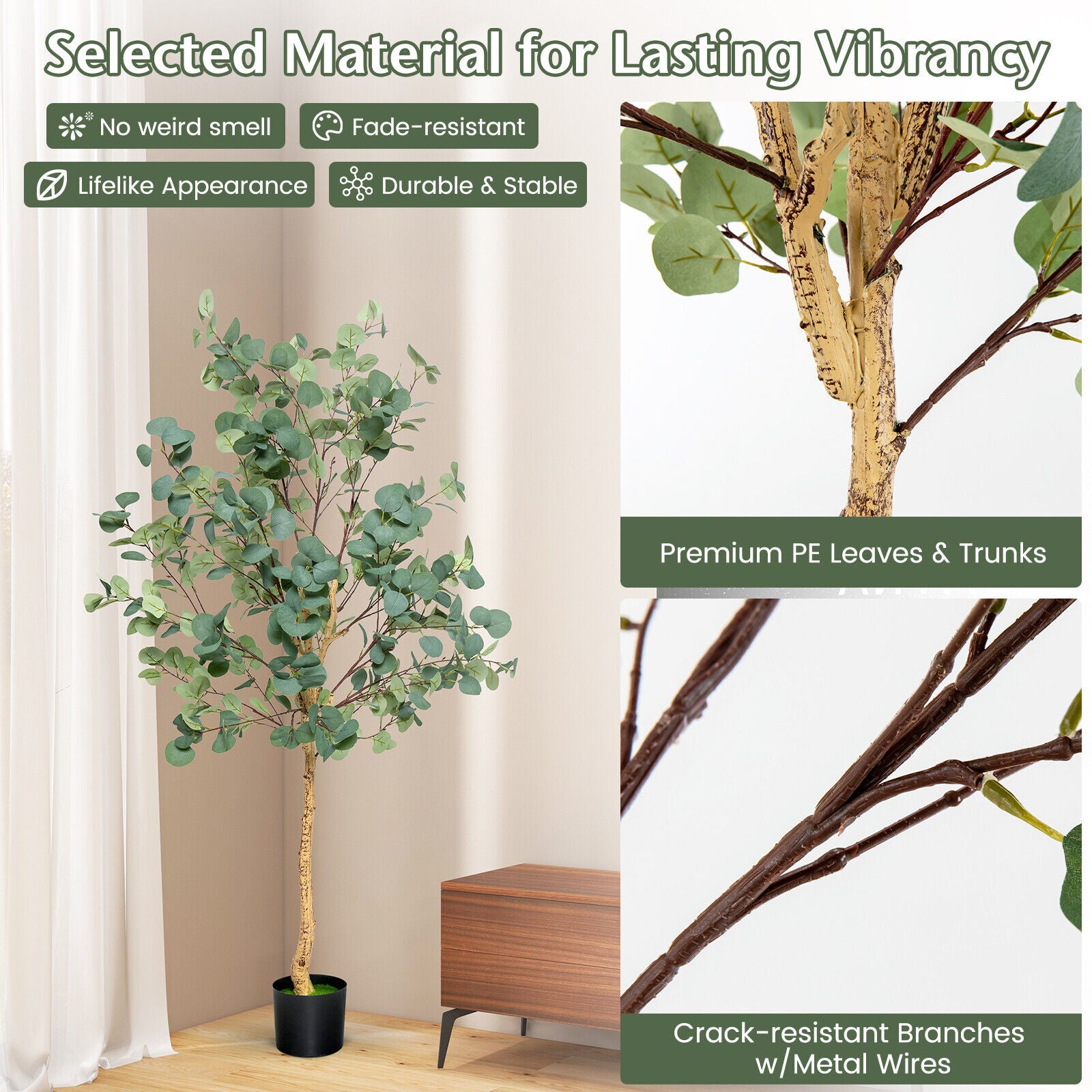 165 CM Artificial Tree Fake Eucalyptus Tree Home Decor