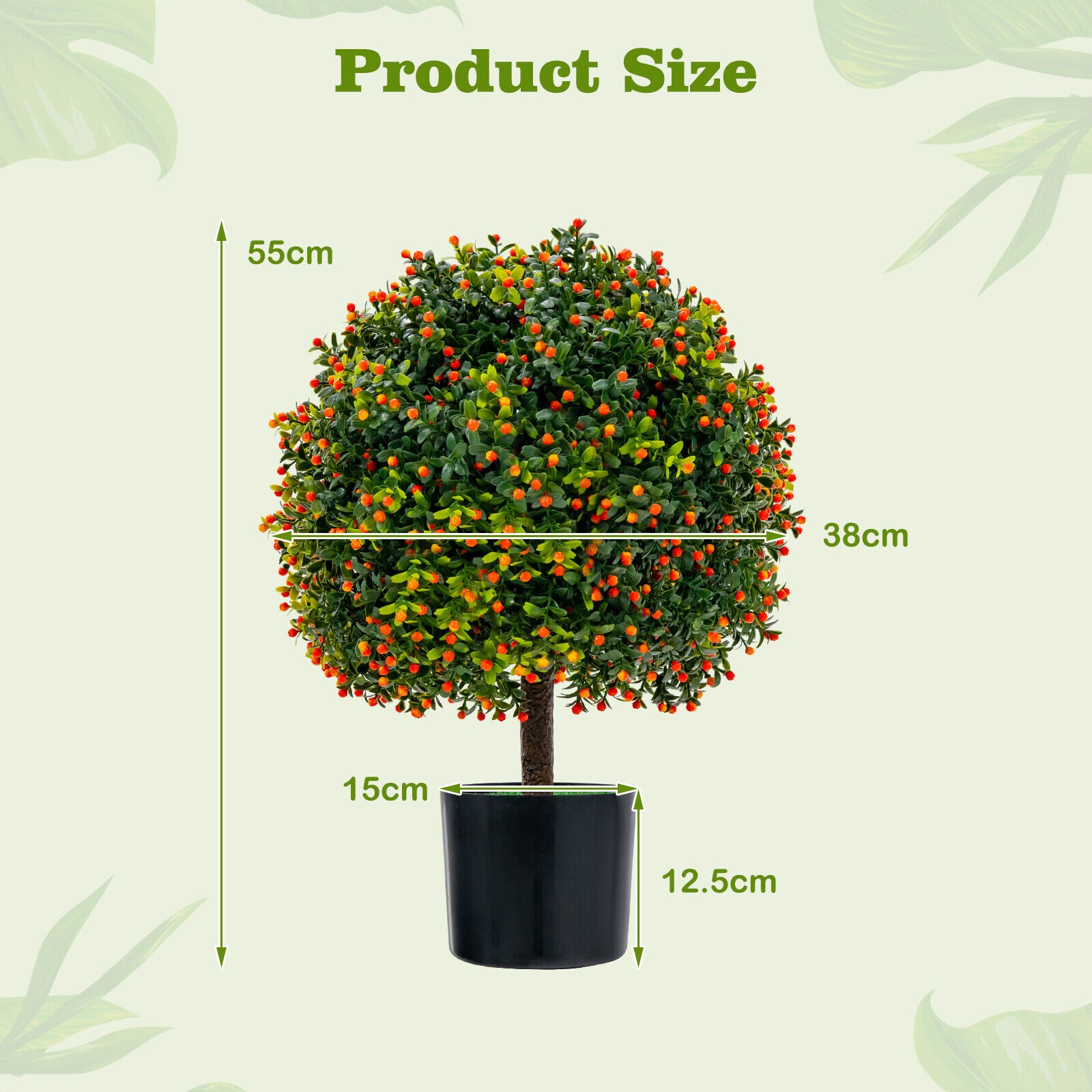 2 Pack - 55cm Artificial Boxwood Topiary Ball Tree Faux Bushes Plants